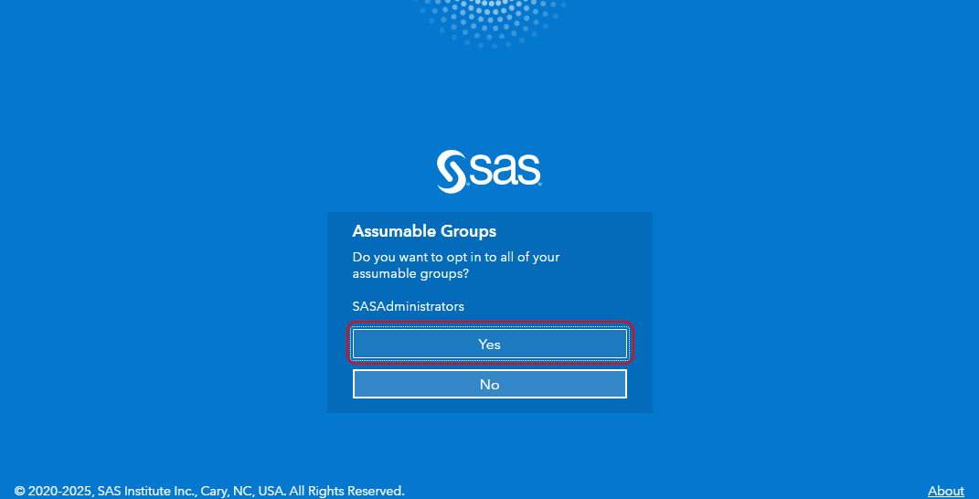 Opt in to the SASAdministrators assumable group