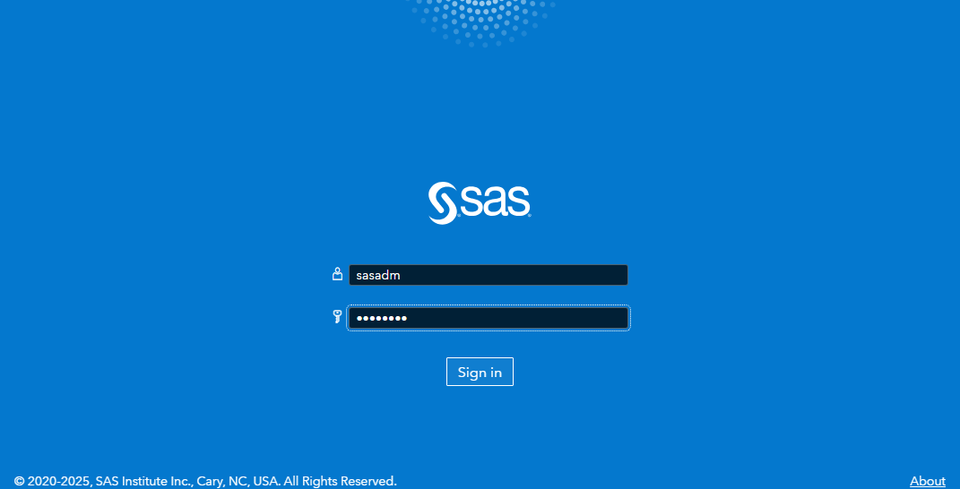 Sign in as sasadm
