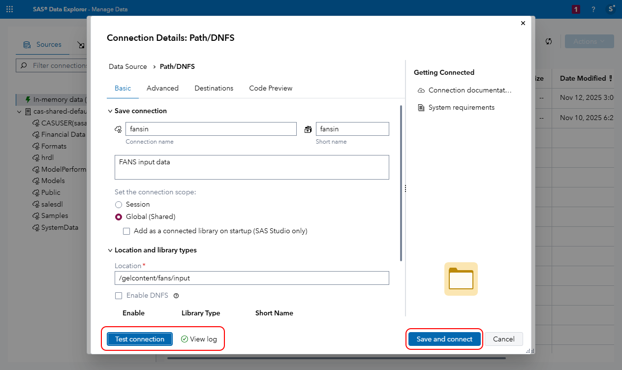 Create the project input CAS library
