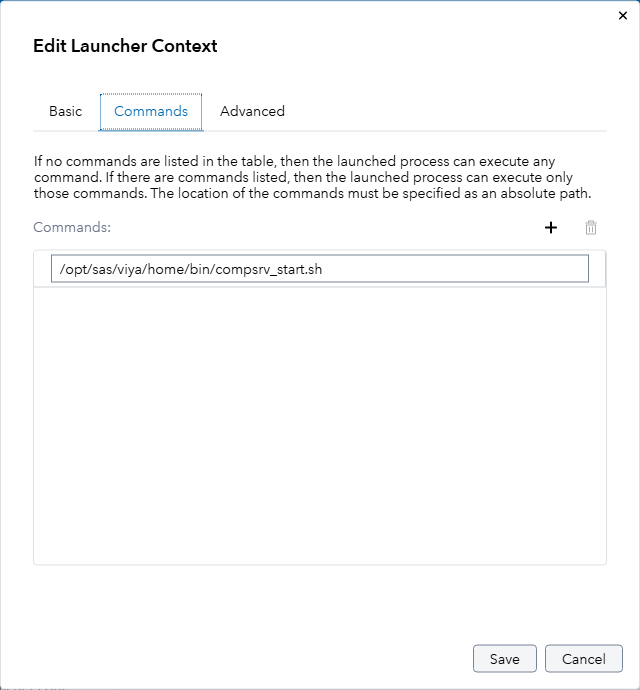 Launcher context - basic tab
