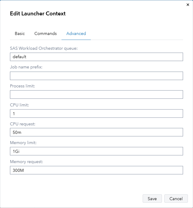 Launcher context - basic tab